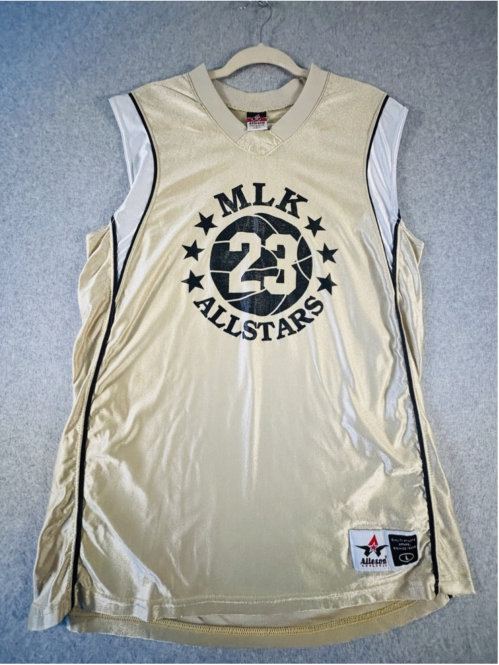 Alleson Athletic MLK Allstars #23 Basketball Jersey Men’s Large Gold Black